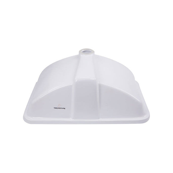 Nantucket Sinks GB-18x12-W 18" x 12" Glazed Bottom Undermount Rectangle Ceramic Sink In White