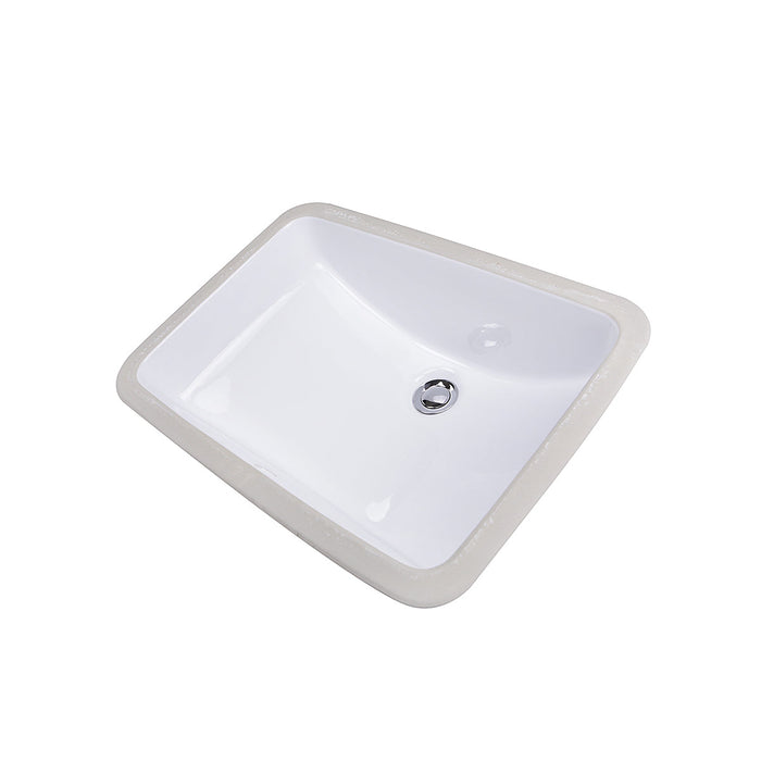 Nantucket Sinks 18" Glazed Bottom Undermount Rectangle Ceramic Sink In White