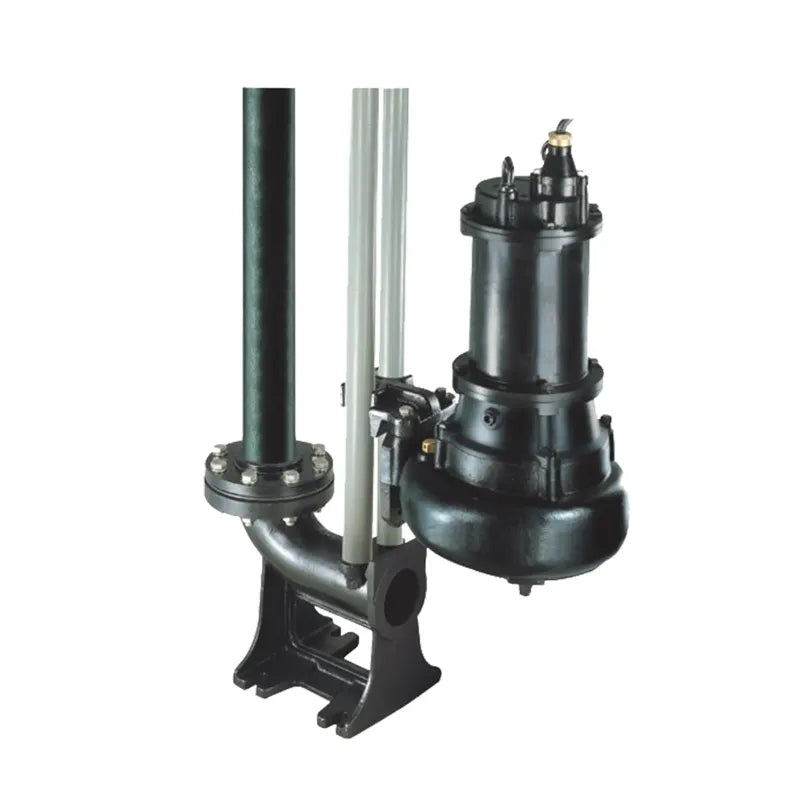 GPT Sewage Wastewater Pump complete system with pipes and guide rail.