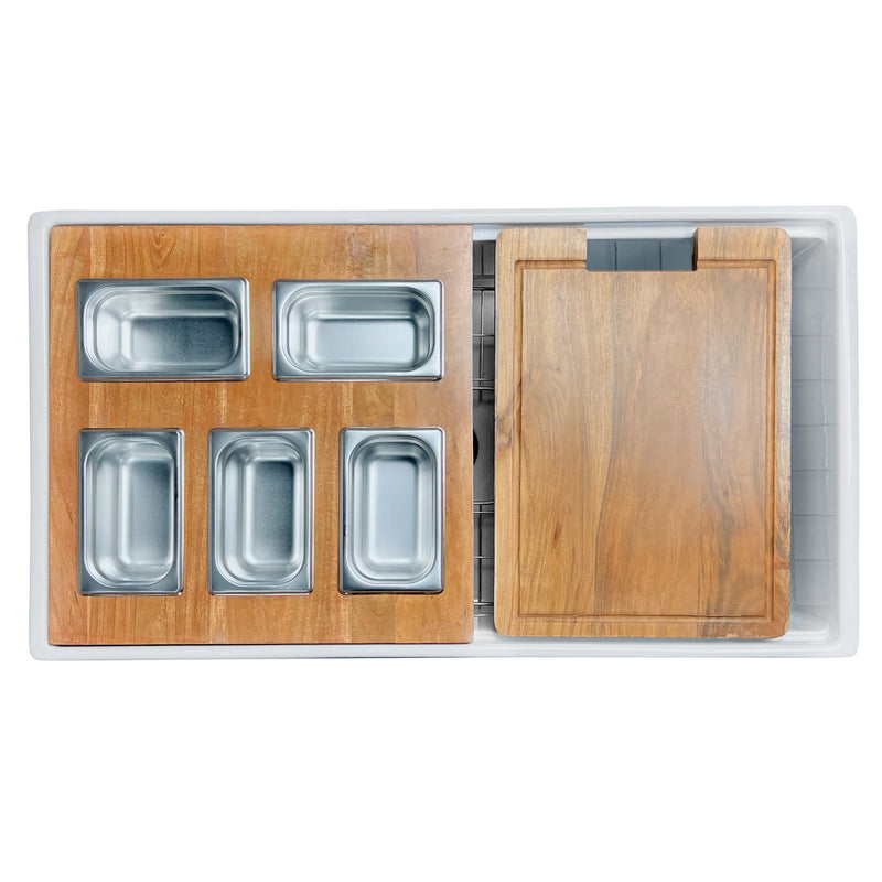 Nantucket Sinks HZ-TPS33W-ST1 33" Worstation Condiment Servers Sink Set