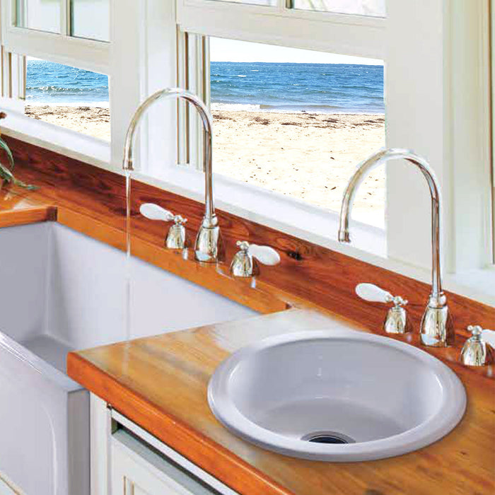 Nantucket Sinks Hyannis-18 18" Fireclay Round Bar-Prep Sink