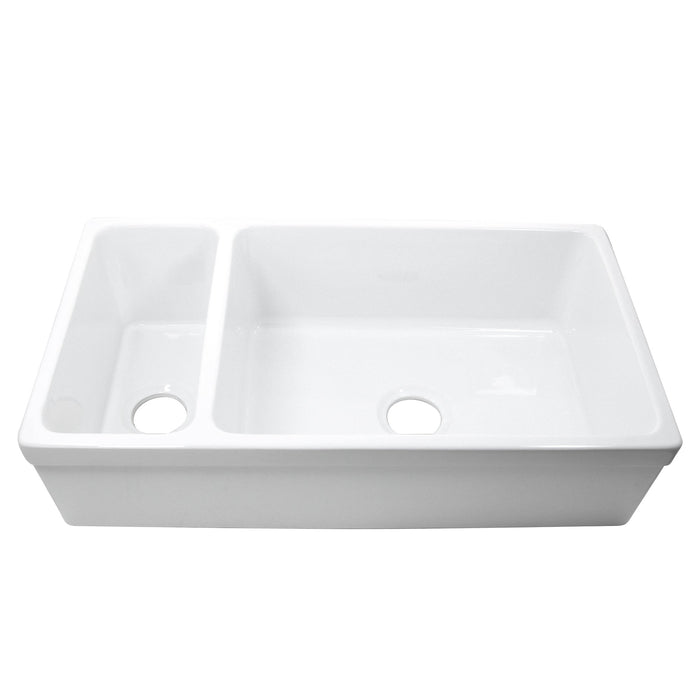 Nantucket Sinks ISFCGW35X19DBSO Reversible Double Bowl Italian Farmhouse Sink