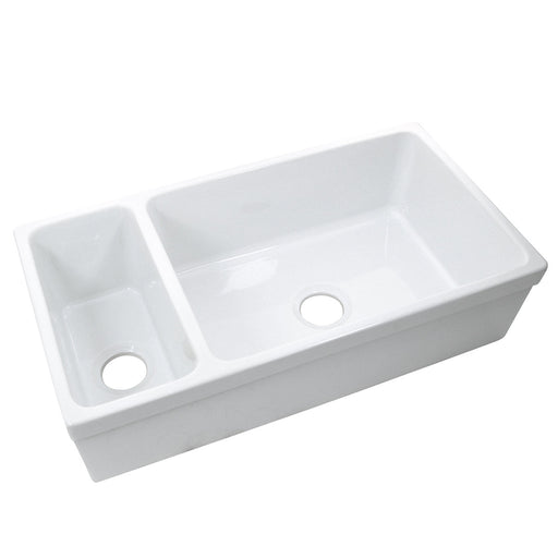 Nantucket Sinks ISFCGW35X19DBSO Reversible Double Bowl Italian Farmhouse Sink