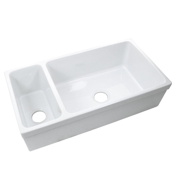 Nantucket Sinks ISFCGW35X19DBSO Reversible Double Bowl Italian Farmhouse Sink