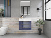 Bethany 24" Floating Bathroom Vanity with Reinforced Acrylic Sink in Night Blue Gloss with Black Handles | Better Vanity Bath Vanities