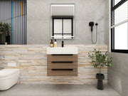 Bethany 24" Floating Bathroom Vanity with Reinforced Acrylic Sink in Rosewood with Black Handles | Better Vanity Bath Vanities