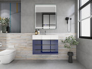 Bethany 30" Floating Bathroom Vanity with Reinforced Acrylic Sink in Night Blue Gloss with Black Handles | Better Vanity Bath Vanities