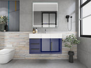 Bethany 36" Floating Bathroom Vanity with Reinforced Acrylic Sink in Night Blue Gloss with Black Handles | Better Vanity Bath Vanities
