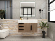 Bethany 36" Floating Bathroom Vanity with Reinforced Acrylic Sink in Rosewood with Black Handles | Better Vanity Bath Vanities