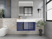 Bethany 36" Floating Bathroom Vanity with Reinforced Acrylic Sink in Night Blue Gloss with Black Handles | Better Vanity Bath Vanities