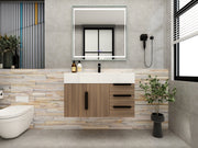 Bethany 36" Floating Bathroom Vanity with Reinforced Acrylic Sink in Rosewood with Black Handles | Better Vanity Bath Vanities
