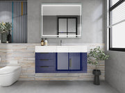 Bethany 42" Floating Bathroom Vanity with Reinforced Acrylic Sink in Night Blue Gloss with Black Handles | Better Vanity Bath Vanities