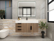 Bethany 42" Floating Bathroom Vanity with Reinforced Acrylic Sink in Rosewood with Black Handles | Better Vanity Bath Vanities