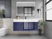 Bethany 48" Floating Bathroom Vanity with Reinforced Acrylic Sink in Night Blue Gloss with Black Handles | Better Vanity Bath Vanities