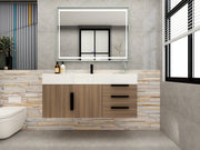 Bethany 48" Floating Bathroom Vanity with Reinforced Acrylic Sink in Rosewood with Black Handles | Better Vanity Bath Vanities