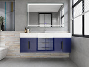 Bethany 60" Floating Bathroom Vanity with Reinforced Acrylic Sink in Night Blue Gloss with Black Handles | Better Vanity Bath Vanities