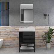 Bethany 24" Freestanding Bathroom Vanity with Reinforced Acrylic Sink in Gloss Black with Black Handles | Better Vanity Bath Vanities
