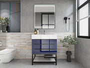 Bethany 30" Freestanding Bathroom Vanity with Reinforced Acrylic Sink in Night Blue Gloss with Black Handles | Better Vanity Bath Vanities