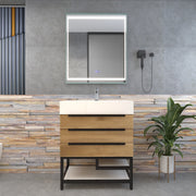 Bethany 30" Freestanding Bathroom Vanity with Reinforced Acrylic Sink in Teak Oak with Black Handles | Better Vanity Bath Vanities