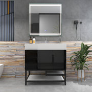 Bethany 36" Freestanding Bathroom Vanity with Reinforced Acrylic Sink in Gloss Black with Black Handles | Better Vanity Bath Vanities