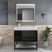 Bethany 36" Freestanding Bathroom Vanity with Reinforced Acrylic Sink in Gloss Black with Black Handles | Better Vanity Bath Vanities