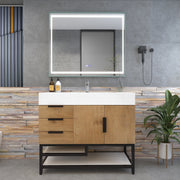 Bethany 42" Freestanding Bathroom Vanity with Reinforced Acrylic Sink in Teak Oak with Black Handles | Better Vanity Bath Vanities
