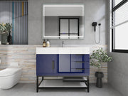 Bethany 42" Freestanding Bathroom Vanity with Reinforced Acrylic Sink in Night Blue Gloss with Black Handles | Better Vanity Bath Vanities