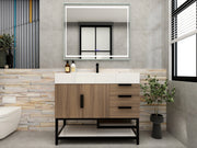 Bethany 42" Freestanding Bathroom Vanity with Reinforced Acrylic Sink in Rosewood with Black Handles | Better Vanity Bath Vanities