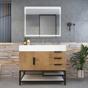 Bethany 42" Freestanding Bathroom Vanity with Reinforced Acrylic Sink in Teak Oak with Black Handles | Better Vanity Bath Vanities