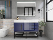 Bethany 48" Freestanding Bathroom Vanity with Reinforced Acrylic Sink in Night Blue Gloss with Black Handles | Better Vanity Bath Vanities