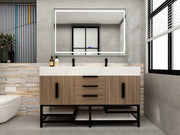 Bethany 60" Freestanding Bathroom Vanity with Reinforced Acrylic Sink in Rosewood with Black Handles | Better Vanity Bath Vanities