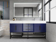 Bethany 72" Freestanding Bathroom Vanity with Reinforced Acrylic Double Sink in Night Blue Gloss with Black Handles | Better Vanity Bath Vanities