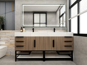 Bethany 72" Freestanding Bathroom Vanity with Reinforced Acrylic Double Sink in Rosewood with Black Handles | Better Vanity Bath Vanities