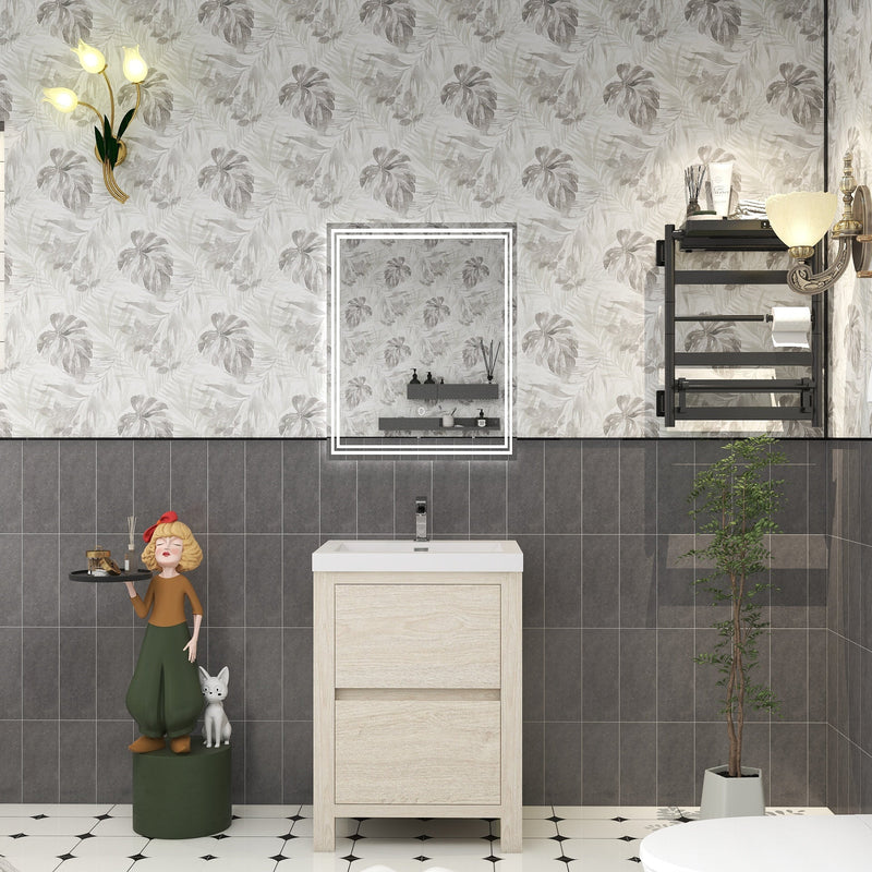 Louis 24" Freestanding Bathroom Vanity in Light Wood | Better Vanity Solid Wood Floating Vanities
