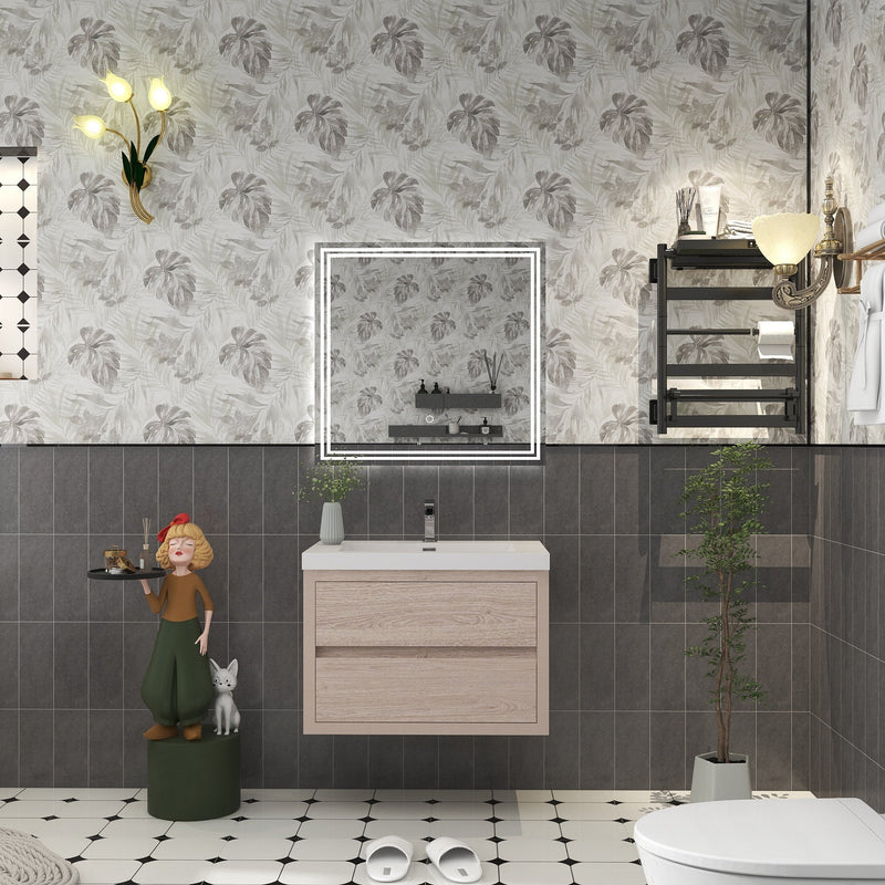 Louis Floating Bathroom Vanity with Reinforced Acrylic Sink in Oak