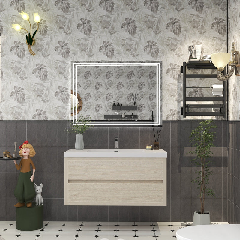 Louis 42" Floating Bathroom Vanity in Light Wood | Better Vanity Floating Vanities