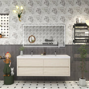Louis 60" Floating Bathroom Vanity in Light Wood, Double Sink Vanity | Better Vanity Floating Vanities