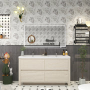 Louis 60" Freestanding Bathroom Vanity in Light Wood, Double Sink Vanity | Better Vanity Solid Wood Floating Vanities