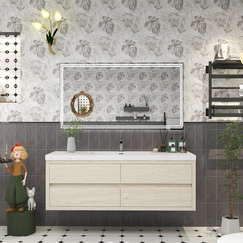 Louis 60" Floating Bathroom Vanity in Light Wood | Better Vanity Floating Vanities
