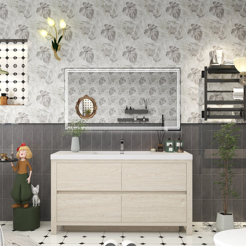 Louis 60" Freestanding Bathroom Vanity in Light Wood | Better Vanity Solid Wood Floating Vanities