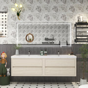 Louis 72" Floating Bathroom Vanity in Light Wood, Double Sink Vanity | Better Vanity Floating Vanities