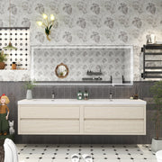 Louis 84" Floating Bathroom Vanity in Light Wood, Double Sink Vanity | Better Vanity Floating Vanities