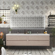 Louis 84" Floating Bathroom Vanity in Pink Wood, Double Sink Vanity | Better Vanity Floating Vanities