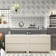 Louis 84" Freestanding Bathroom Vanity in Light Wood, Double Sink Vanity | Better Vanity Solid Wood Floating Vanities