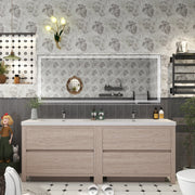Louis 84" Freestanding Bathroom Vanity in Pink Wood, Double Sink Vanity | Better Vanity Solid Wood Floating Vanities