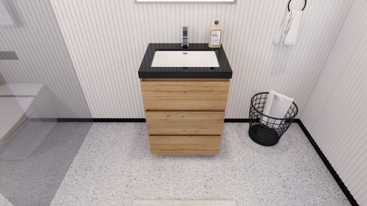 Stanley 24" Freestanding Bathroom Vanity with Reinforced Acrylic Sink and Cabinet Storage