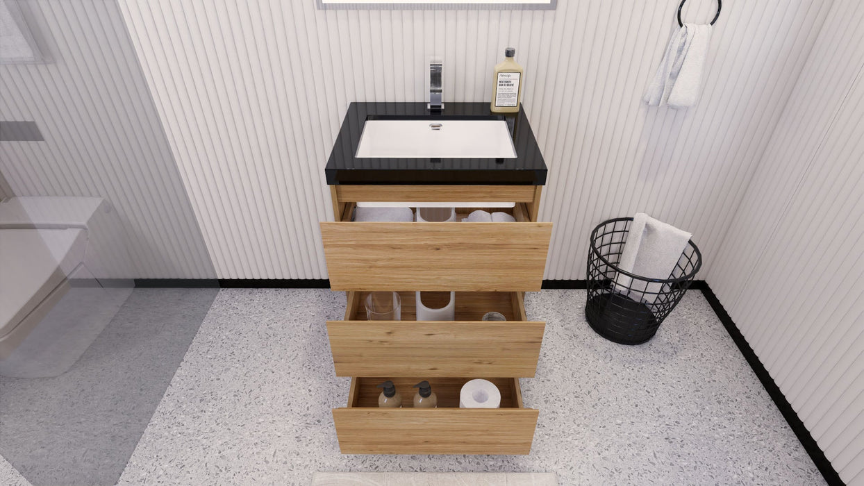 Stanley 24" Freestanding Bathroom Vanity with Reinforced Acrylic Sink and Cabinet Storage