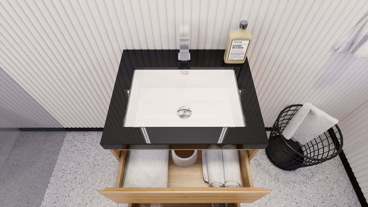 Stanley 24" Freestanding Bathroom Vanity with Reinforced Acrylic Sink and Cabinet Storage