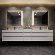 Max 104" Gloss White Bathroom Vanity with Double Acrylic FLX Sink | Better Vanity Shop Modern Bath Vanities Now | Los Angeles, CA USA