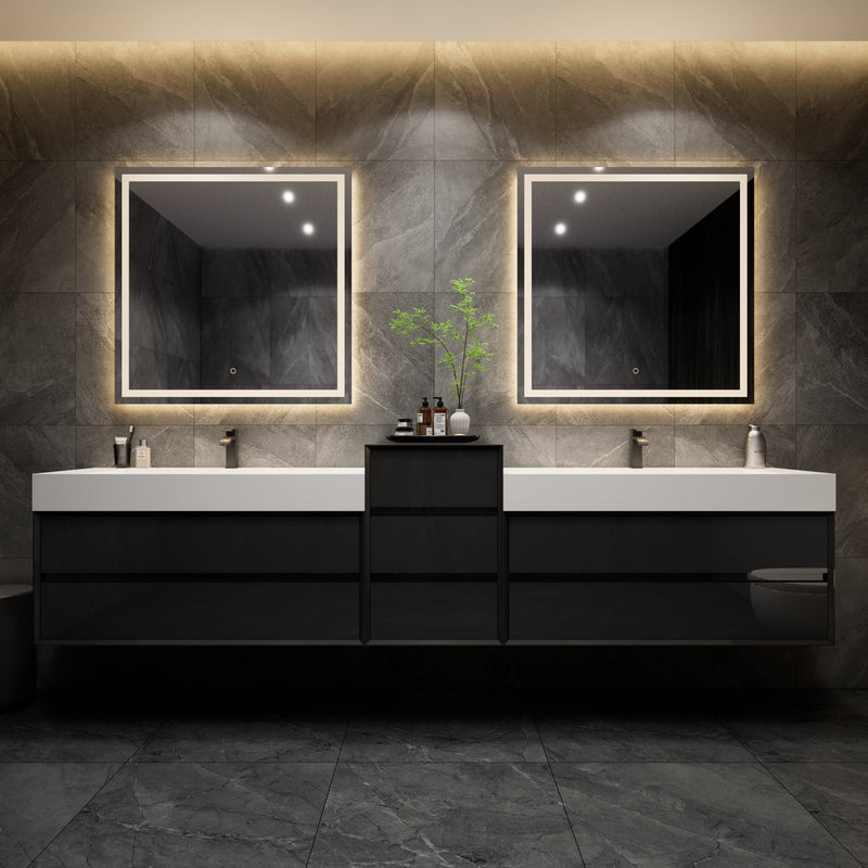 Max Wall Mounted Floating Bath Vanity with Sink | Gloss White (image 3)